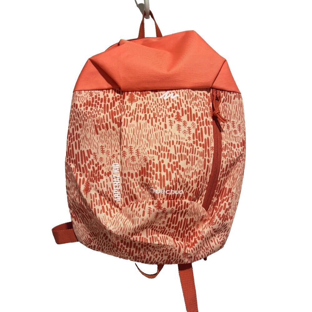 Decathlon Quechua Kids Coral Whit & Orange Printed Outdoor Hiking Backpack Small